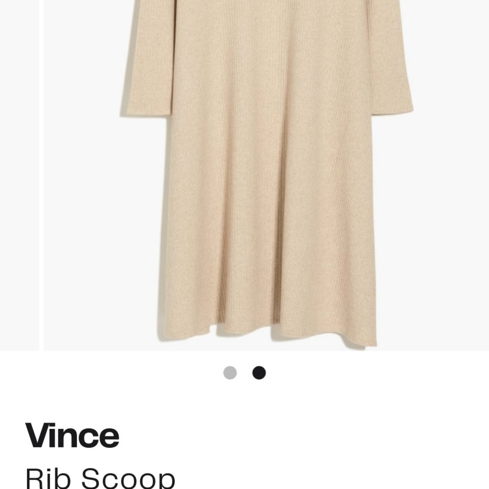 Vince Ribbed Scoop Neck Dress - Beige